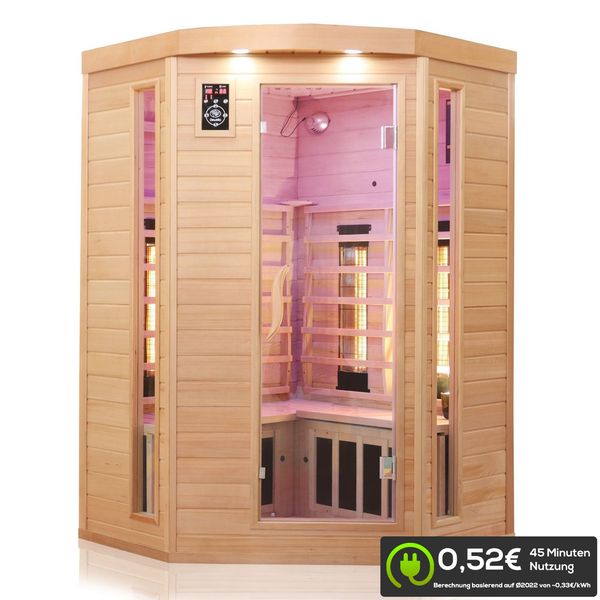 Infrarotkabine Infrarotsauna Wärmekabine LAKEFIELD 3 140cm x 140cm 5 Vollspektrumstrahler
