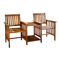 2-Sitzer-Gartenbank mit Beistelltisch klappbar aus Akazienholz, ca. 163 x 63 x 91 cm - Braun