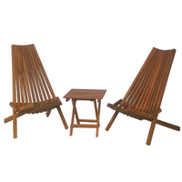 2er Set Holzliegestuhl mit Tisch aus Akazie klappbar 