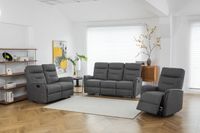 3-tlg. Polstergarnitur mit Relaxfunktionen - Grau