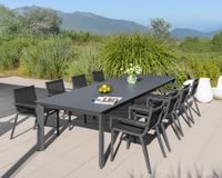 ausziehbarer Esstisch-Set DinnigSet 9tlg. aus Aluminum - Dunkelgrau