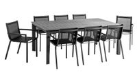 ausziehbarer Esstisch-Set DinnigSet 9tlg. aus Aluminum - Dunkelgrau