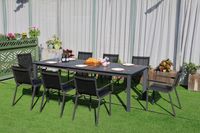 ausziehbarer Esstisch-Set DinnigSet 9tlg. aus Aluminum - Dunkelgrau