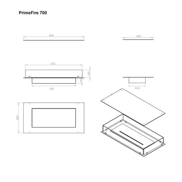 Foco Four 800, 4-seitiger Bioethanol-Kamin, verschiedene Brenneroptionen, 3,2 kW