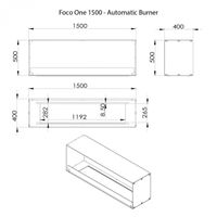Foco One 1500, Bioethanol-Einbaukamin, 1500 mm Breite, einseitig, verschiedene Brenner zur Auswahl