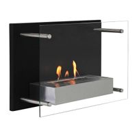 Nevada Bio-Wandkamin, Schwarzer Bioethanol-Wandkamin mit Glasfrontpaneel, Brenndauer bis zu 6 Stunden, für gemütliche Abende mit der Familie, 2 kW.