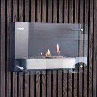 Nevada Bio-Wandkamin, schwarz, Glasfront, 6h Brenndauer, 2 kW, für gemütliche Abende