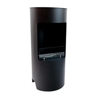 Montgomery Schwarz, Offener Bioethanol-Herd, Freistehender Bioethanol-Kamin im Holzofen-Design, Lange Brenndauer von bis zu 4,5 Stunden, 1,9 kW.