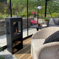 Cheyenne Schwarzer Bioethanol-Kamin, 95 cm hoch, 3-seitige Flammenansicht, 1,9 kW