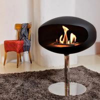 Kokonsockel, Schwarz, freistehender Bioethanol-Kamin, leicht beweglich, 3 kW