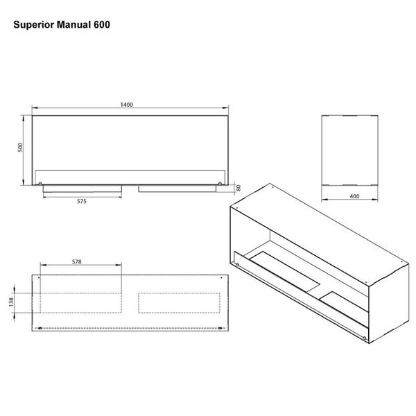Foco Two 1400 Double, extra breiter Bioethanol-Kamin, 2-seitiges Design, 6,5 kW