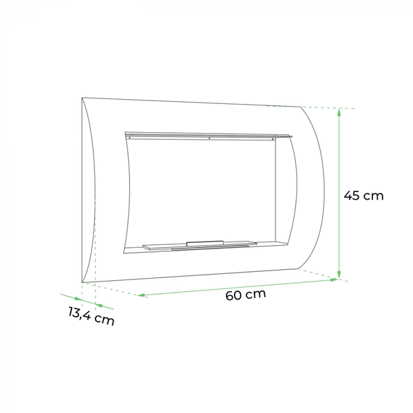 Ozean Wandkamin, Edelstahl, H45xL60xB13 cm, 1,75 kW, 1,5–2,5h Brenndauer