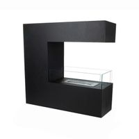 Topeka Freistehender Bioethanol-Kamin, schwarzes Design, 2,4 kW, trennt zwei Räume, hochwertiges, modernes und elegantes Erscheinungsbild.