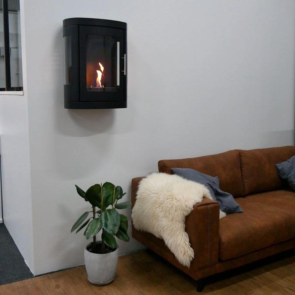 Oregon Bioethanolofen, Holzofen-Optik, wandmontiert, ohne Schornstein, 2 kW