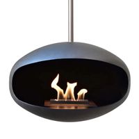 Cocoon Aeris, Bioethanol-Kamin in Schwarz mit verstellbarem Edelstahlstab, Bioethanol-Deckenkamin, 3 kW, elegant und modern.
