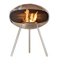 Cocoon Terra, polierter Stahl, freistehender Bioethanol-Kamin, auf drei Beinen, handlich und praktisch, verschiedene Versionen erhältlich, 3 kW