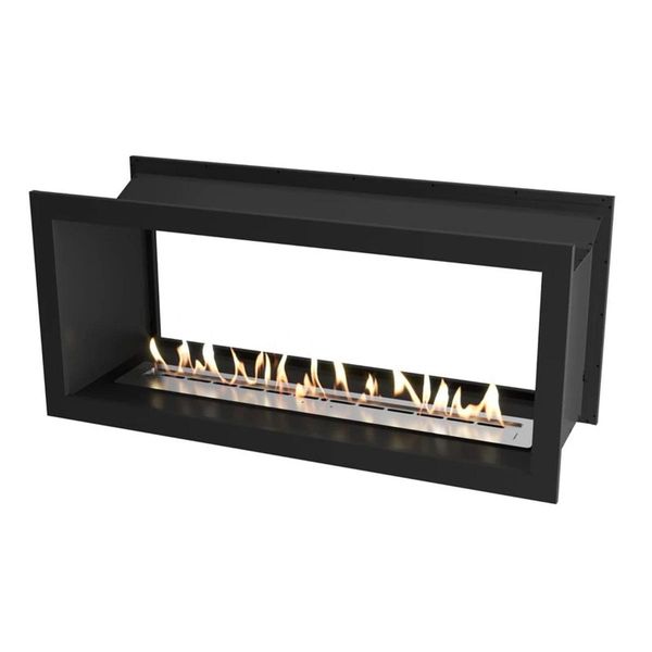 Dakota Wandkamin, 3-seitig, Schwarz, Stahl, breite Flamme, 3,5L Brenner, 3,3 kW