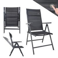 Gartenstuhl FLORENZ schwarz, klappbar, 7-fach verstellbar, Balkonstuhl mit Nackenkissen