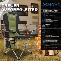 Campingstuhl Salvador, Klappstuhl gepolstert mit Tragetasche, faltbar, 150 kg belastbar, grün