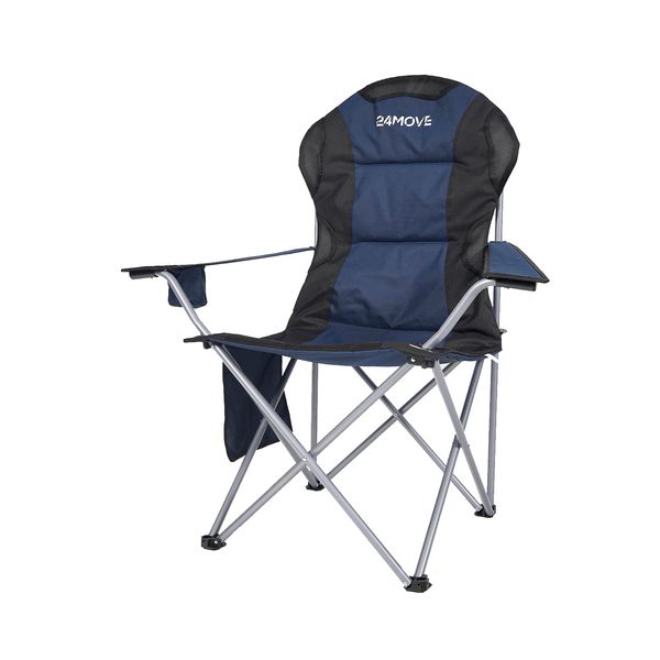 Campingstuhl Salvador, faltbar gepolstert Klappstuhl inkl. Tragetasche, 150 kg belastbar, blau