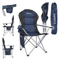 Campingstuhl Salvador, faltbar gepolstert Klappstuhl inkl. Tragetasche, 150 kg belastbar, blau