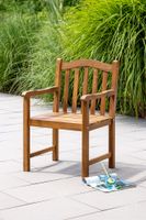 Gartenstuhl mit Armlehnen aus FSC-Akazienholz, ca. 58 x 57 x 89 cm - Natur geölt