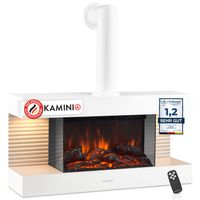 KAMINIO Elektrokamin LIZ mit Ofenrohr - Elektrischer Wandkamin - Weiß