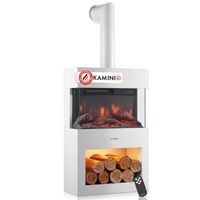 KAMINIO Elektrokamin HENRI mit Ofenrohr - Elektrischer Kaminofen - Weiß