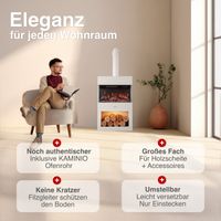 KAMINIO Elektrokamin HENRI mit Ofenrohr - Elektrischer Kaminofen - Weiß
