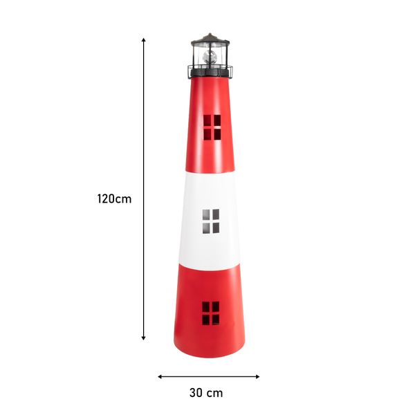 Gartendeko Solar Leuchtturm mit rotierender LED-Beleuchtung 120 cm hoch