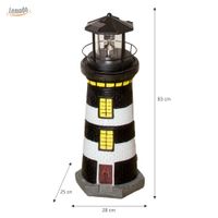 Lemodo Gartendeko Leuchtturm mit Solar schwarz/weiß, handbemalte Gartenfigur 83 cm hoch