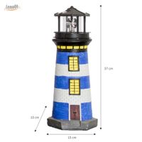 Lemodo Gartendeko Leuchtturm mit Solar blau/weiß, handbemalte Gartenfigur 37 cm hoch
