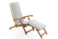 Ergonomische Saunaliege/Sonnenliege inkl. Auflage, ca. 97/149 x 56 x 96 cm - Akazienholz