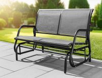 Schaukelbank 2-Sitzer Gartenbank Sitzbank Parkbank Metall Gartenmöbel Schwarz 120 x 70 x 86 cm