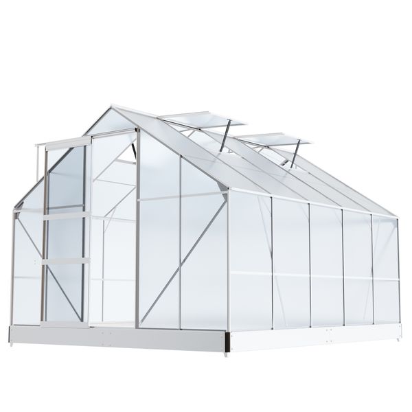 Gewächshaus ARONA 310x250cm für Garten, Alu Frühbeet inklusive Fundament,4 Dachfenster