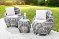 Balkonset Gartenmöbel 3 tlg. COMO aus Aluminium, drehbar, inkl. Polsterauflage - Braun