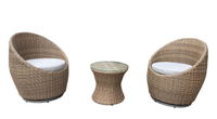 Balkonset Gartenmöbel 3 tlg. COMO natur aus Aluminium, drehbar, inkl. Polsterauflage - Natur