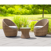 Balkonset Gartenmöbel 3 tlg. COMO natur aus Aluminium, drehbar, inkl. Polsterauflage - Natur