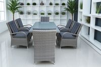 Dining Set Sitzgruppe DUBLIN 19tlg. aus Aluminium inkl. Polsterauflage, Braun