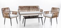 Lounge-Set Sitzgruppe 7tlg. MARRY aus Aluminium und Rope-Geflecht inkl. Polsterauflage - Braun 