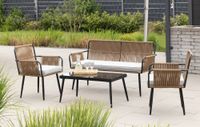 7tlg. Lounge-Set Sitzgruppe MARRY aus Aluminium und Rope-Geflecht inkl. Polsterauflage - Braun