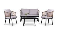Lounge-Set 11tlg. BARI aus Aluminium und Rope-Geflecht inkl. Polsterauflage - Grau