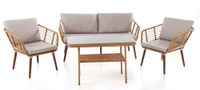 Lounge-Set 4tlg. ASTI aus Aluminium und Rope-Geflecht inkl. Polsterauflage - Beige