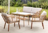 Lounge-Set 4tlg. ASTI aus Aluminium und Rope-Geflecht inkl. Polsterauflage - Beige