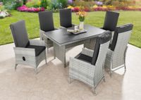 Dining Set Sitzgruppe JUNIO 13tlg. aus Aluminium inkl. Polsterauflage, braun-grau