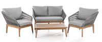 Lounge-Set 12tlg. UC Sofa-Set aus Aluminium und Rope-Geflecht inkl. Polsterauflage - Grau