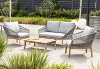 11tlg. Lounge-Set aus Aluminium und Rope-Geflecht inkl. Polsterauflage - Grau