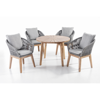 Dining-Set 5tlg.Norwich Sofa-Set aus Akazien und Rope-Geflecht inkl. Polsterauflage - Grau