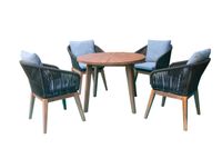 Dining-Set 5tlg.Norwich Sofa-Set aus Akazien und Rope-Geflecht inkl. Polsterauflage - Grau