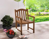 Gartenstuhl mit Armlehnen mit kissen aus FSC-Akazienholz, ca. 58 x 57 x 89 cm - Natur geölt